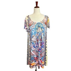 Style & Co Beaded Multicolor Short Sleeve Smock Dress. Size XL #1130